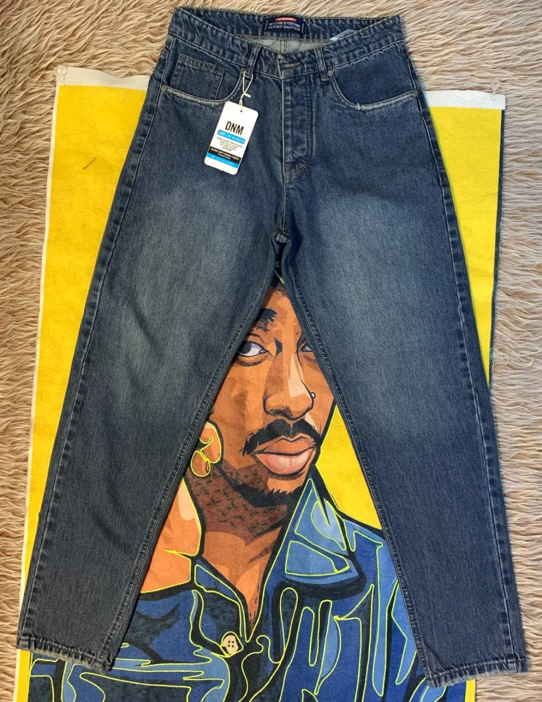 شلوار لی پارچه پر بدون کش، درجه A، مدل مام استایل